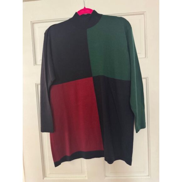 NWOT Lochcarron merino wool, color block, mock neck sweater. Made in Scotland l - Picture 1 of 5